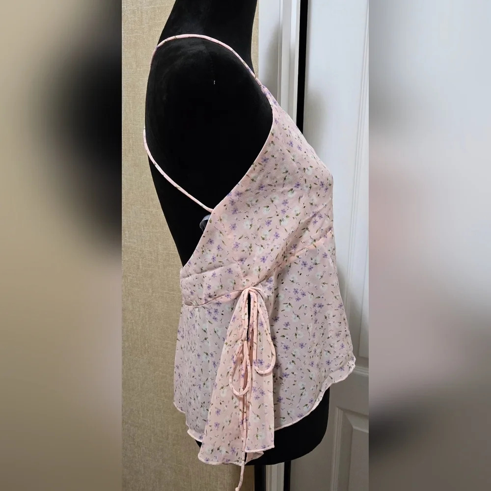 Floral Print V-Neck Criss-CrossBack Flare Tank Top #431-433 - Picture 8 of 11